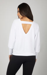 Terry Cutout Back High Low Sweatshirt - 90 Degree by Reflex