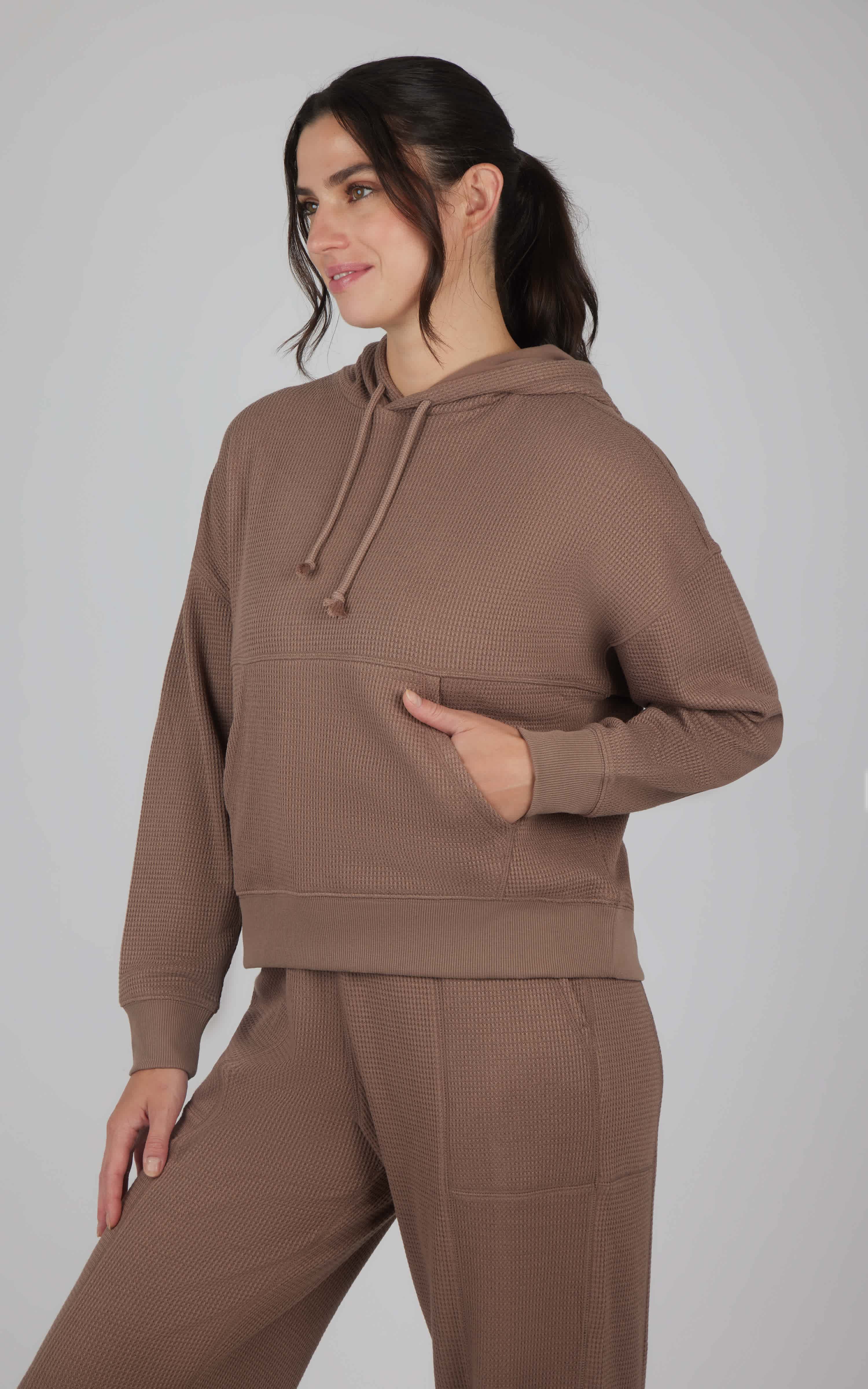 Brushed Inside Waffle Offline Pullover Hoodie - 90 Degree by Reflex