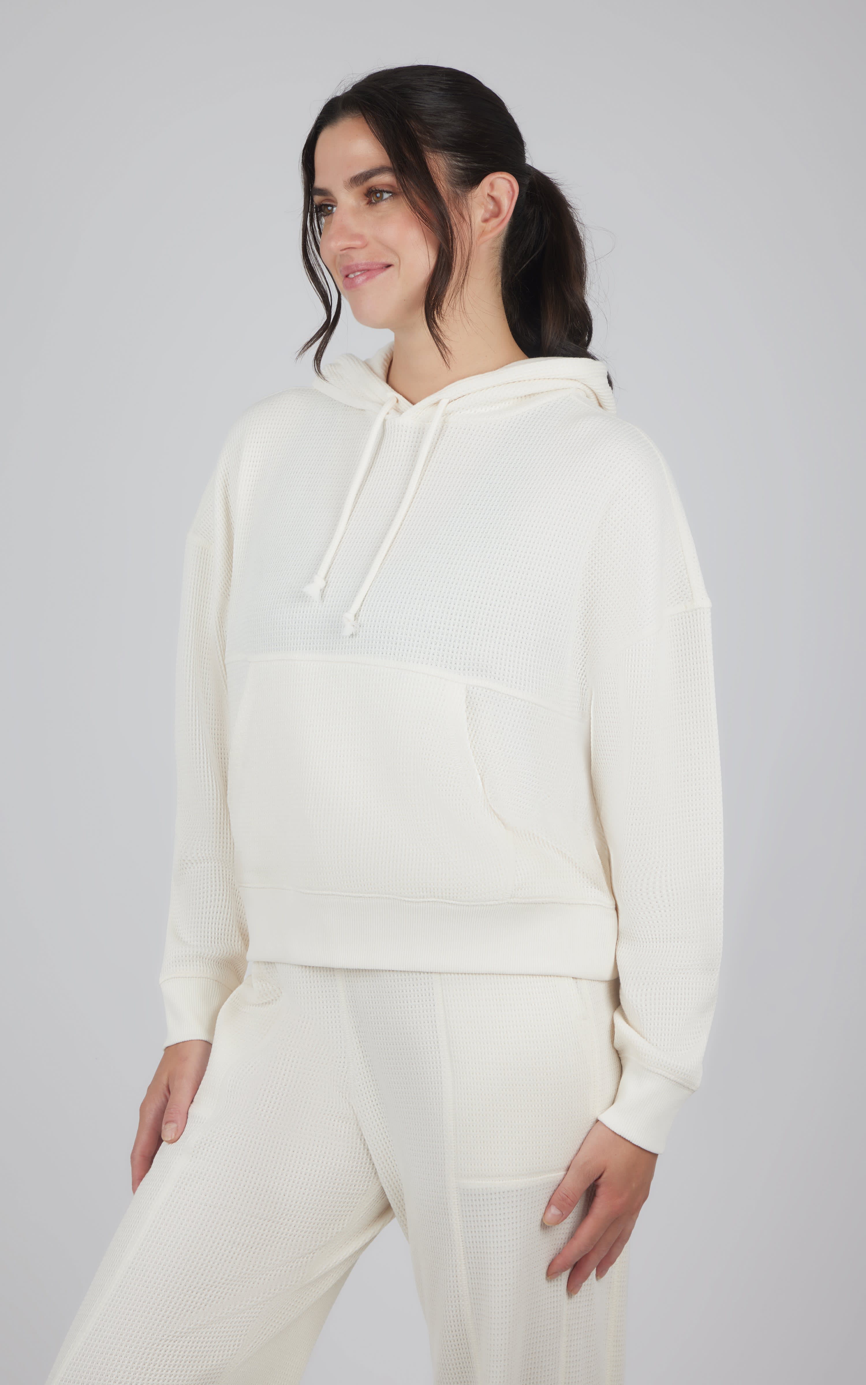Brushed Inside Waffle Offline Pullover Hoodie - 90 Degree by Reflex