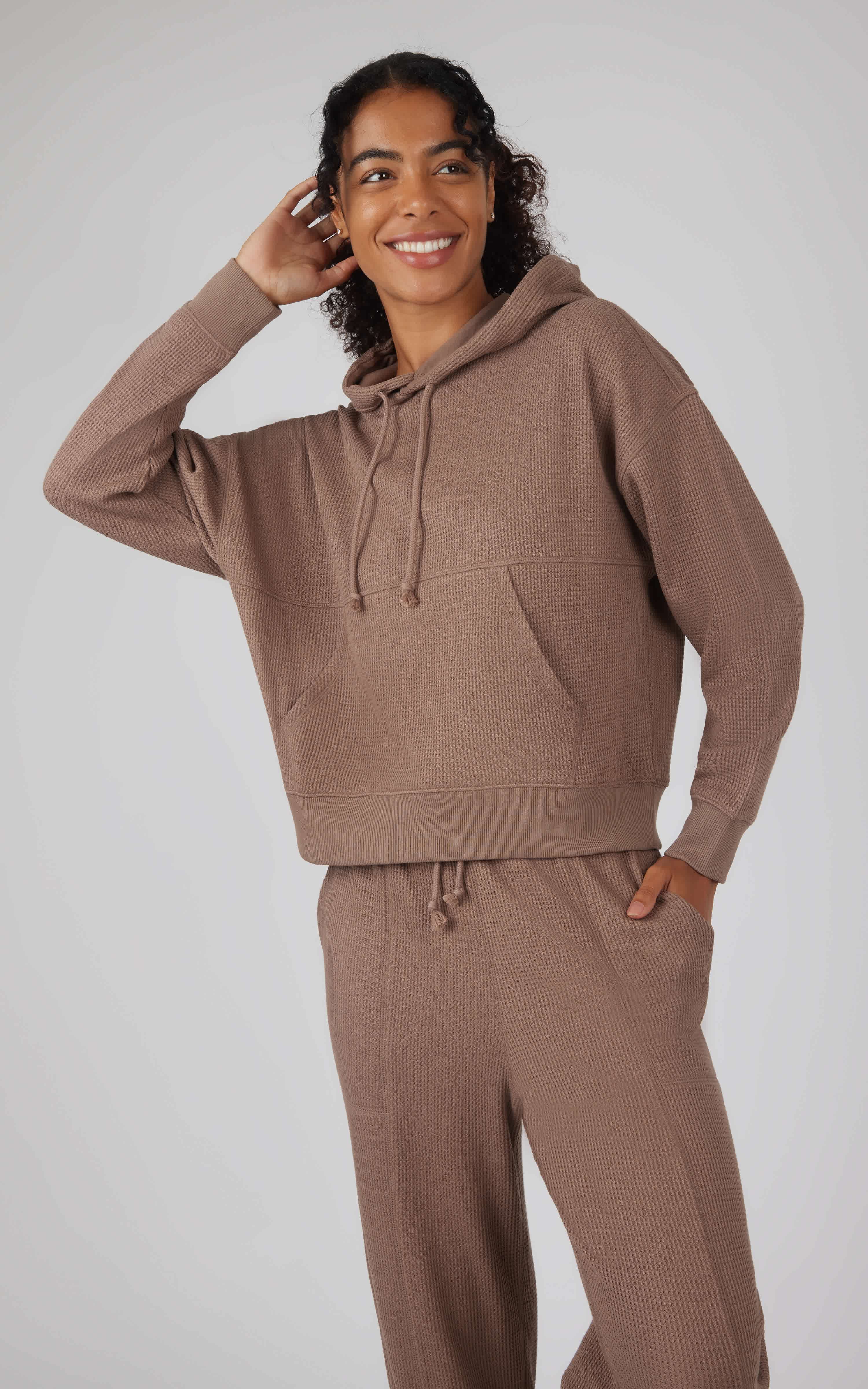 Brushed Inside Waffle Offline Pullover Hoodie - 90 Degree by Reflex