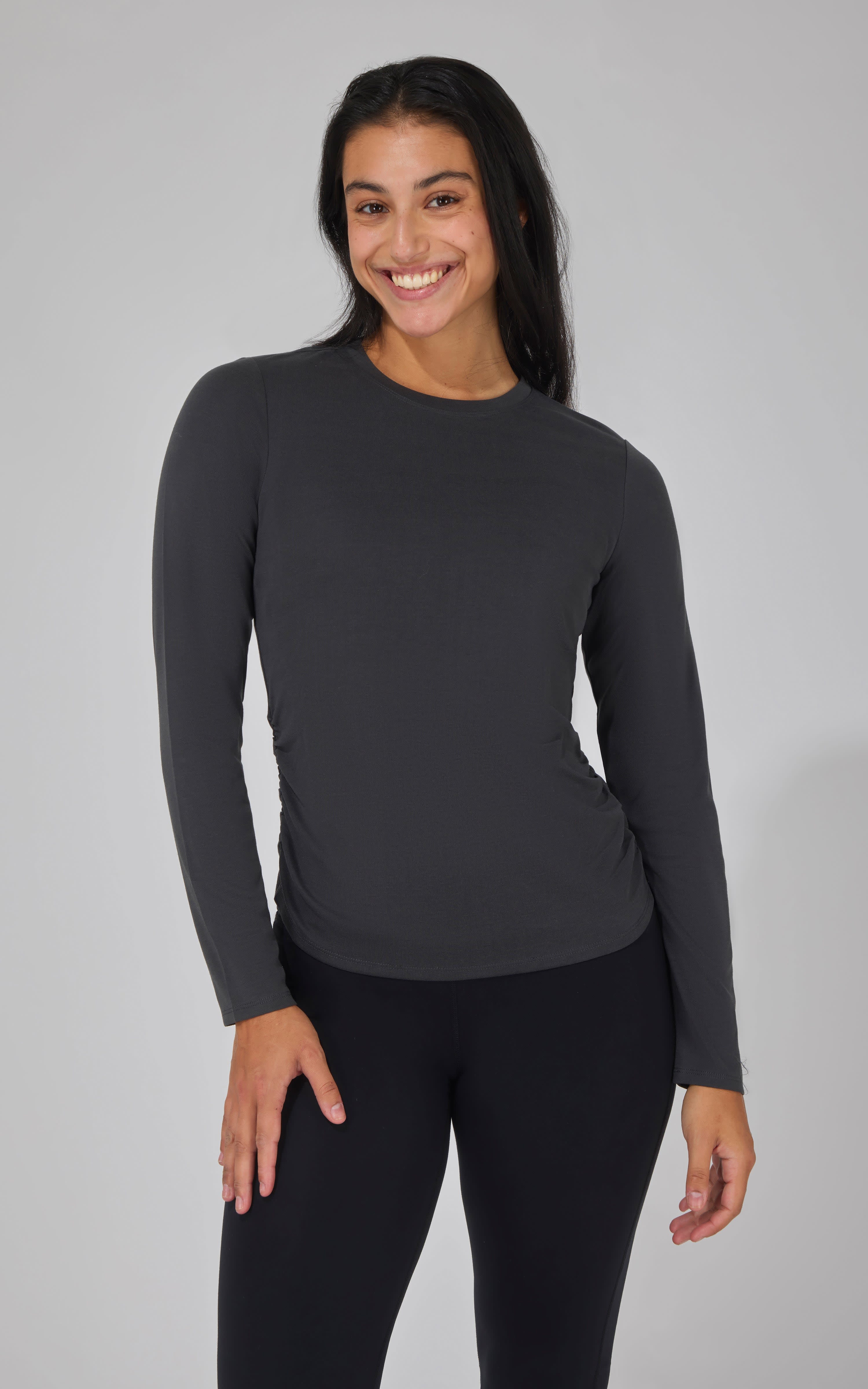 Yogalicious 2 PK Side Ruched Long Sleeve Top - 90 Degree by Reflex