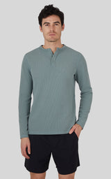 Mens Supreme Airtech Long Sleeve Henley Shirt - 90 Degree by Reflex