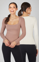 2 Pack Contour Ocean Square Neck Top - Our Linen Story - 90 Degree by Reflex