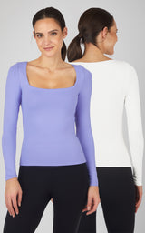 2 Pack Contour Ocean Square Neck Top - Our Linen Story - 90 Degree by Reflex