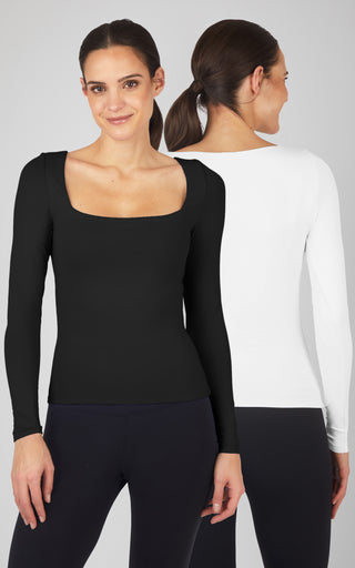 2 Pack Contour Ocean Square Neck Top - Our Linen Story