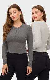 2 PK Heather Long Sleeve Crewneck