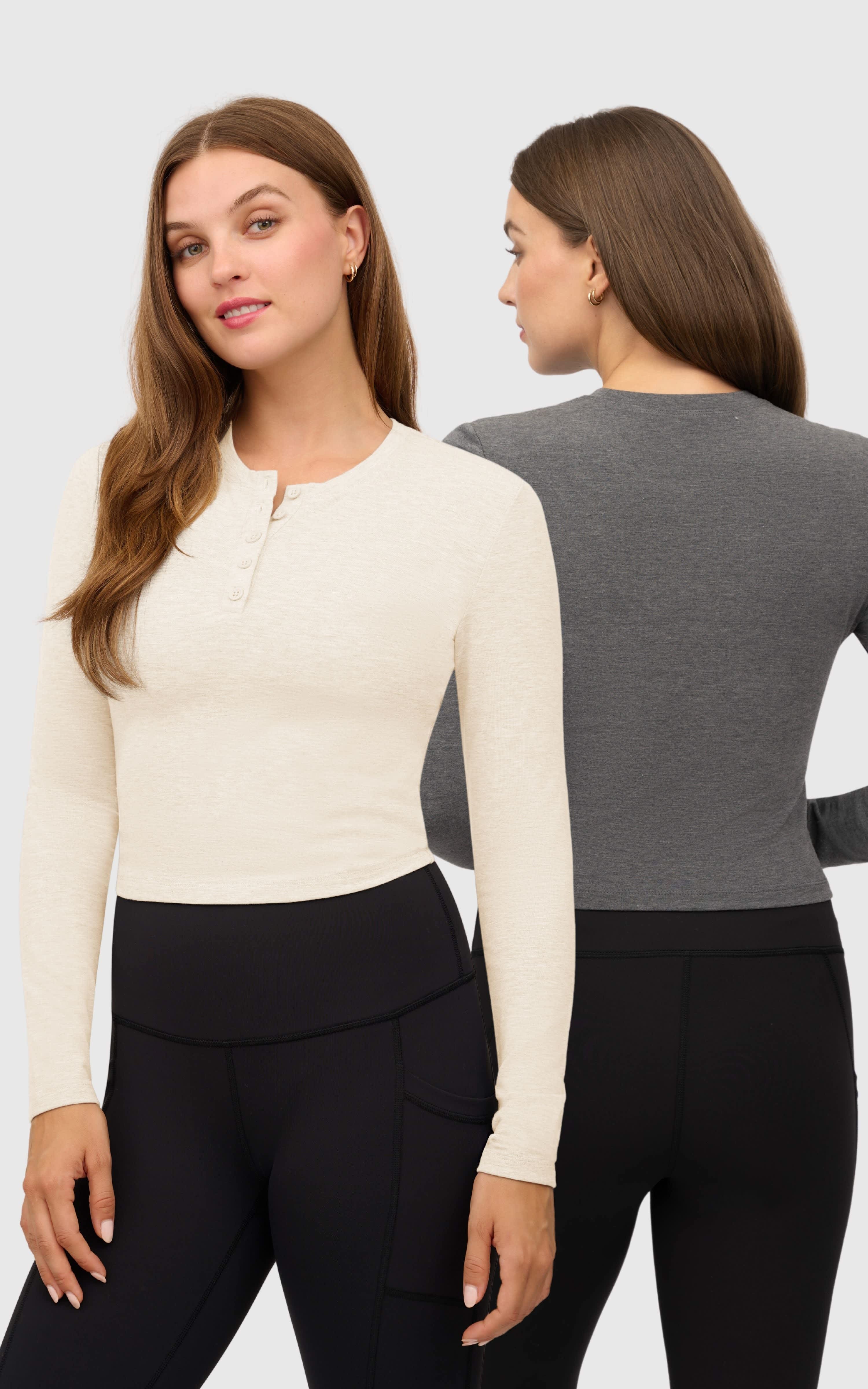 2 PK Heather Long Sleeve Crewneck - 90 Degree by Reflex