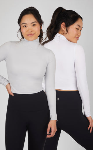 2 Pack Long Sleeve Mock Neck Tops - Our Linen Story