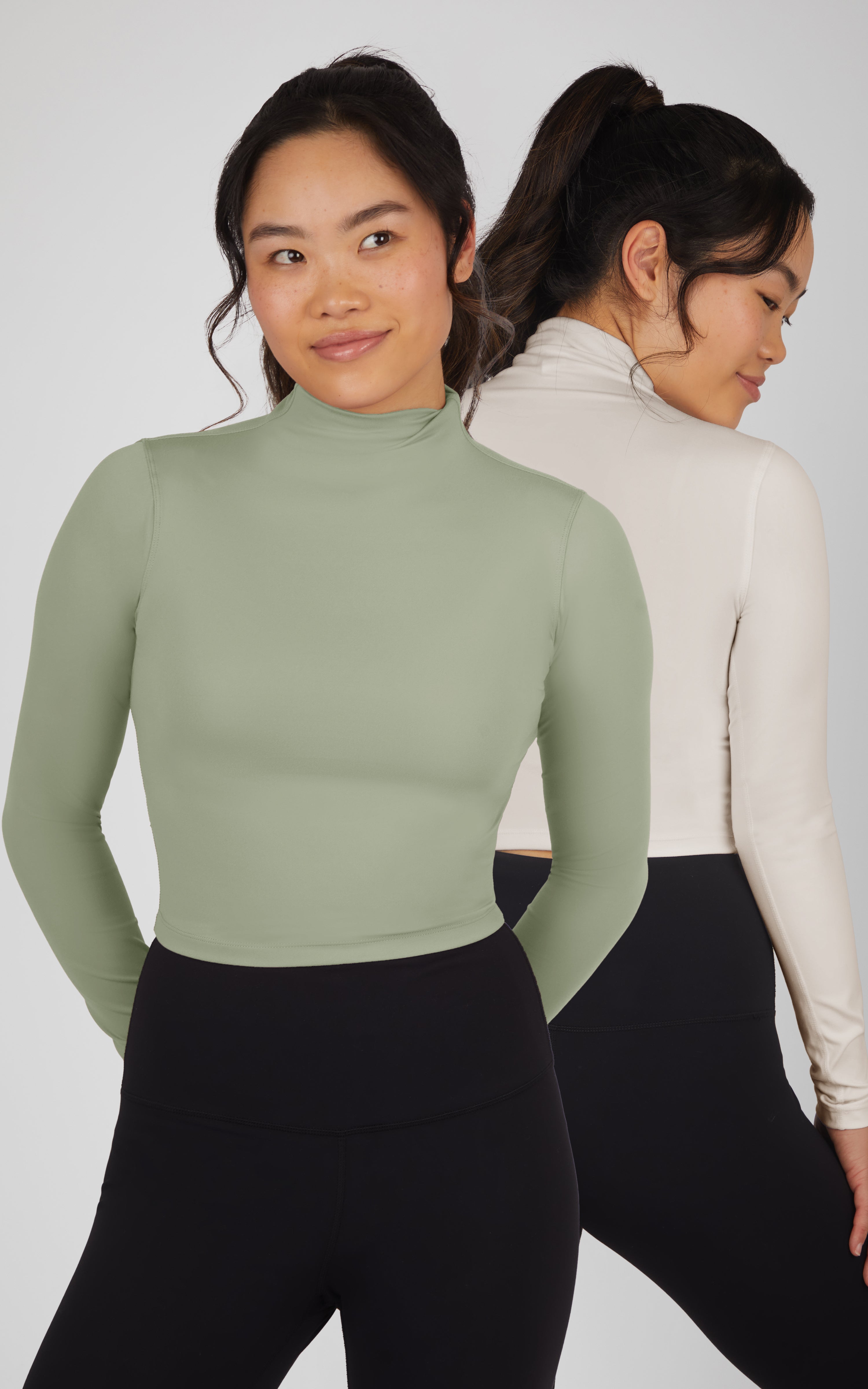 2 Pack Long Sleeve Mock Neck Tops - Our Linen Story