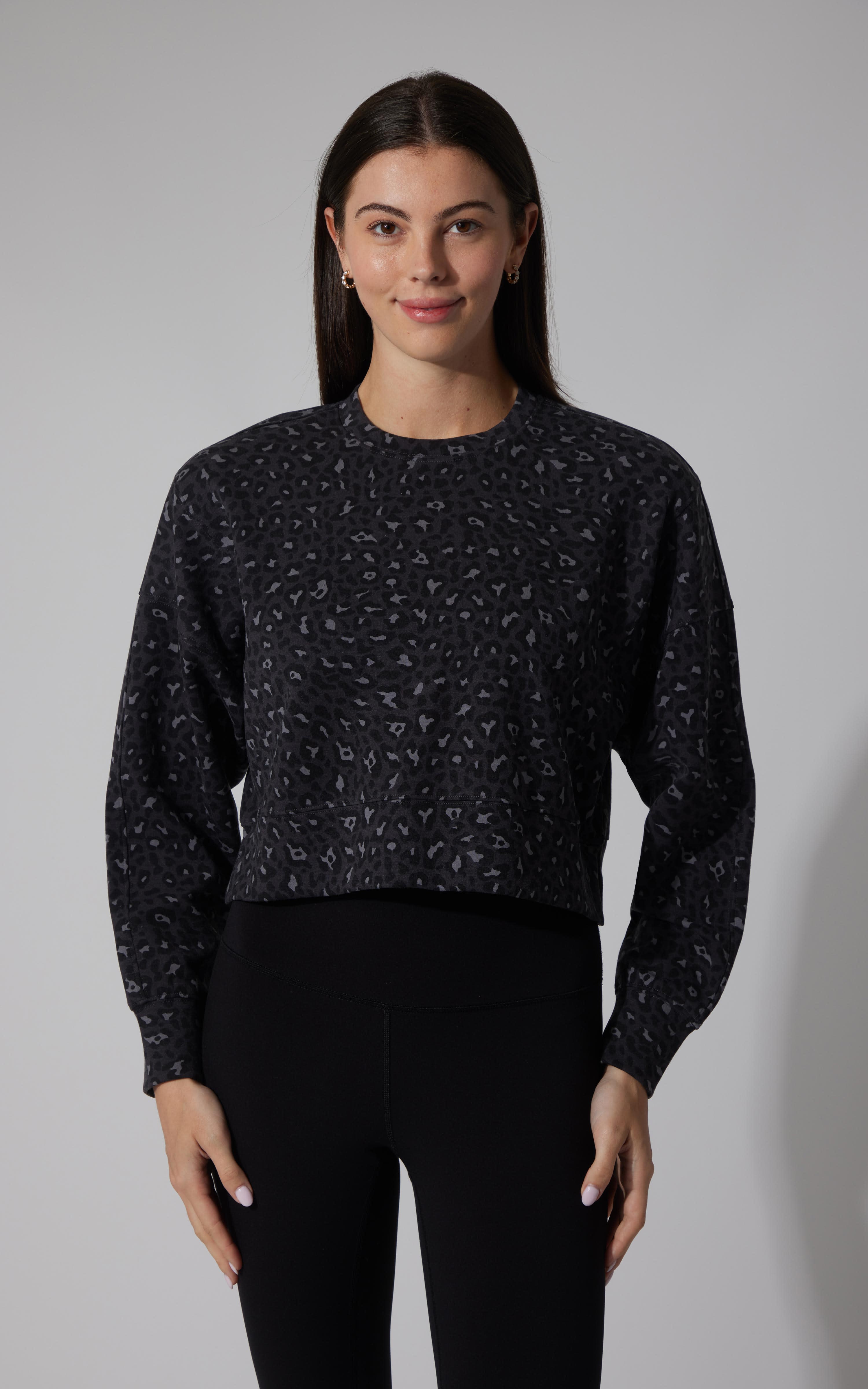 Leopard Print Crew Pullover - 90 Degree by Reflex