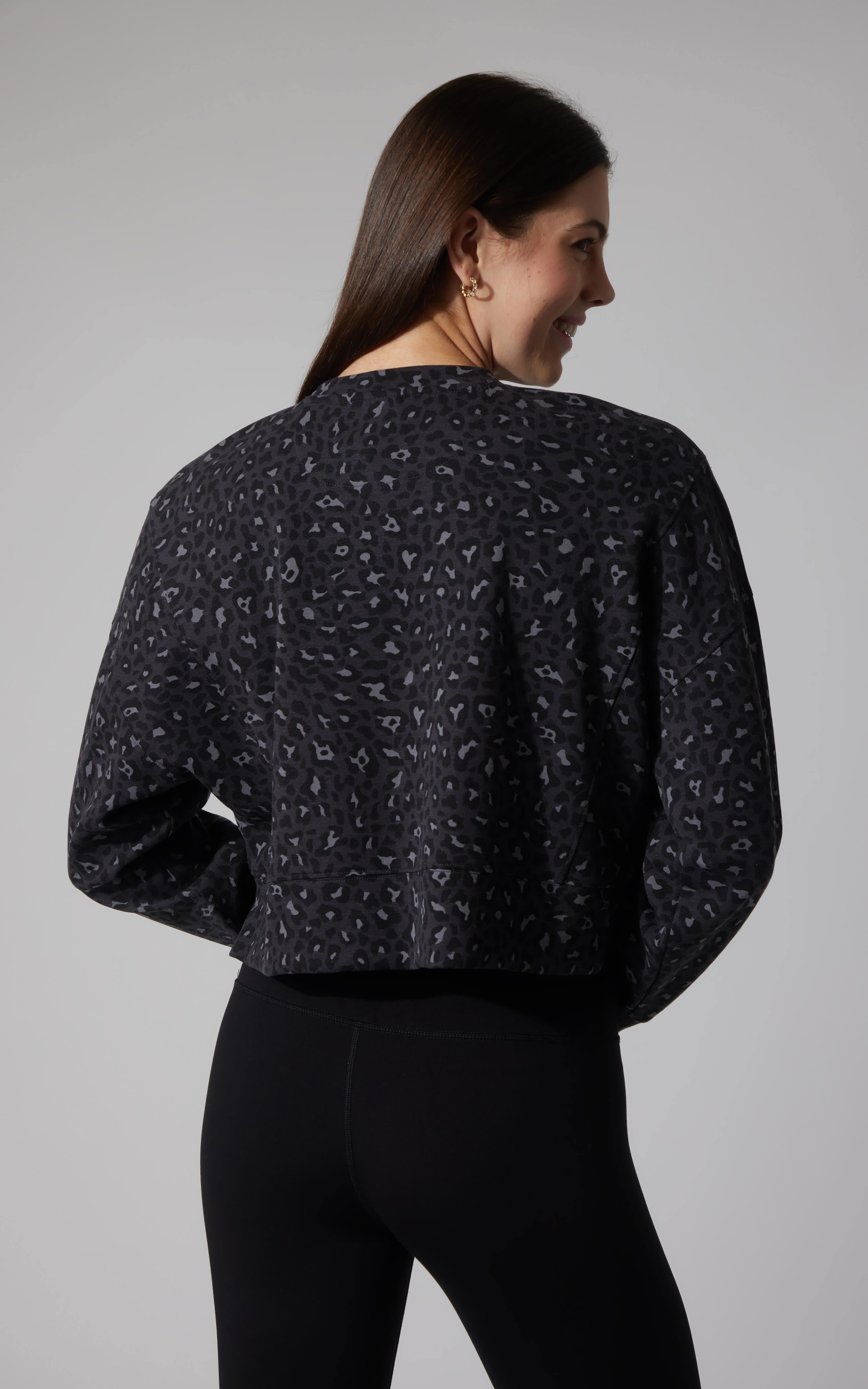 Leopard Print Crew Pullover - 90 Degree by Reflex