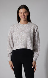 Leopard Print Crew Pullover - 90 Degree by Reflex