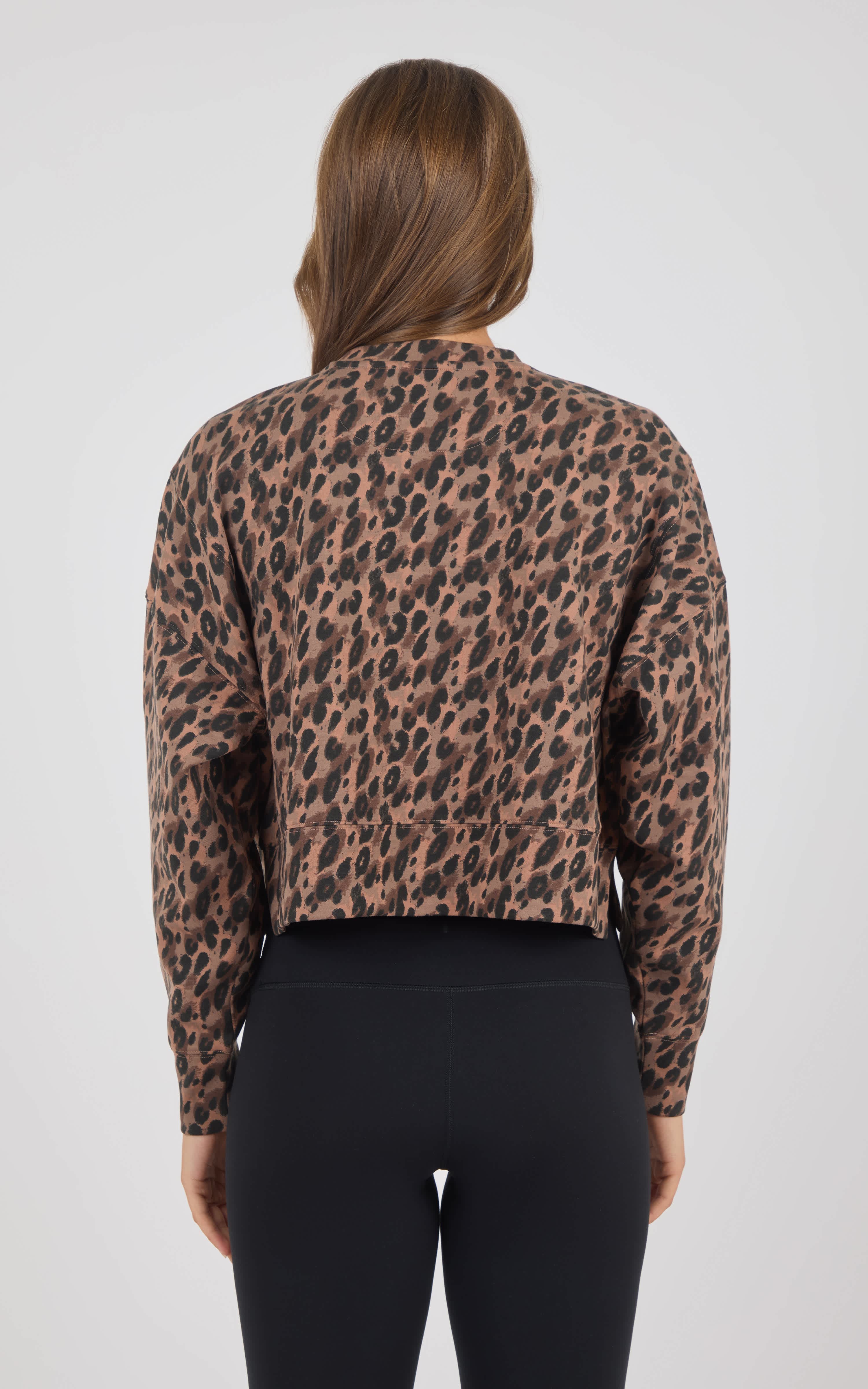Leopard Print Crew Pullover - 90 Degree by Reflex