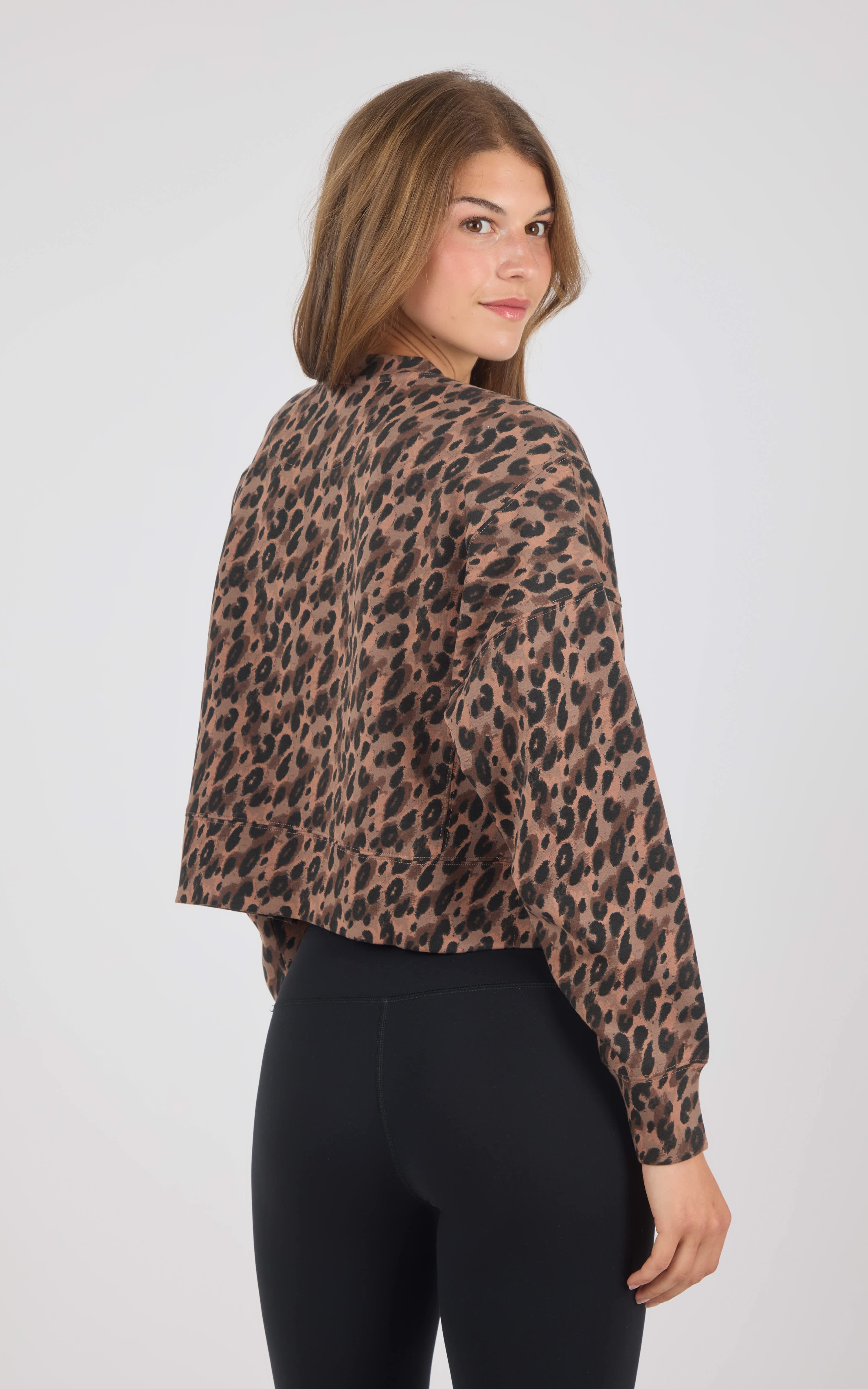 Leopard Print Crew Pullover - 90 Degree by Reflex
