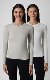 2 PK Zenly Zena Crew Fitted Long Sleeve Top - Our Cafe Story - 90 Degree by Reflex