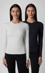 2 PK Zenly Zena Crew Fitted Long Sleeve Top - Our Cafe Story - 90 Degree by Reflex