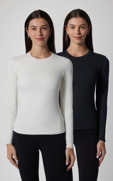 2 PK Zenly Crew FItted Long Sleeve Top - LSY94228-2PKW01 – 90