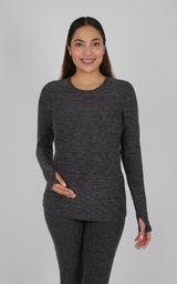 Maternity Heathered Long Sleeve Top - 90 Degree by Reflex