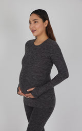 Maternity Heathered Long Sleeve Top - 90 Degree by Reflex