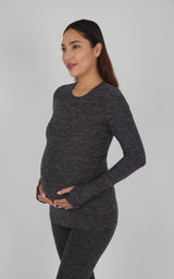 Maternity Heathered Long Sleeve Top - 90 Degree by Reflex