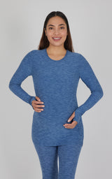 Maternity Heathered Long Sleeve Top - 90 Degree by Reflex