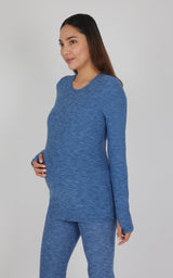 Maternity Heathered Long Sleeve Top - 90 Degree by Reflex