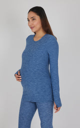Maternity Heathered Long Sleeve Top - 90 Degree by Reflex