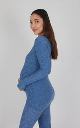 Maternity Heathered Long Sleeve Top - 90 Degree by Reflex