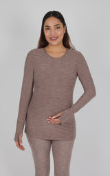 Maternity Heathered Long Sleeve Top - 90 Degree by Reflex
