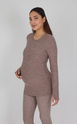 Maternity Heathered Long Sleeve Top - 90 Degree by Reflex