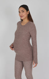 Maternity Heathered Long Sleeve Top - 90 Degree by Reflex