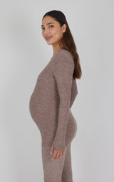 Maternity Heathered Long Sleeve Top - 90 Degree by Reflex