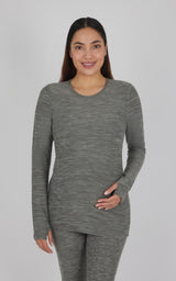 Maternity Heathered Long Sleeve Top - 90 Degree by Reflex