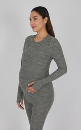 Maternity Heathered Long Sleeve Top - 90 Degree by Reflex