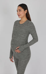 Maternity Heathered Long Sleeve Top - 90 Degree by Reflex