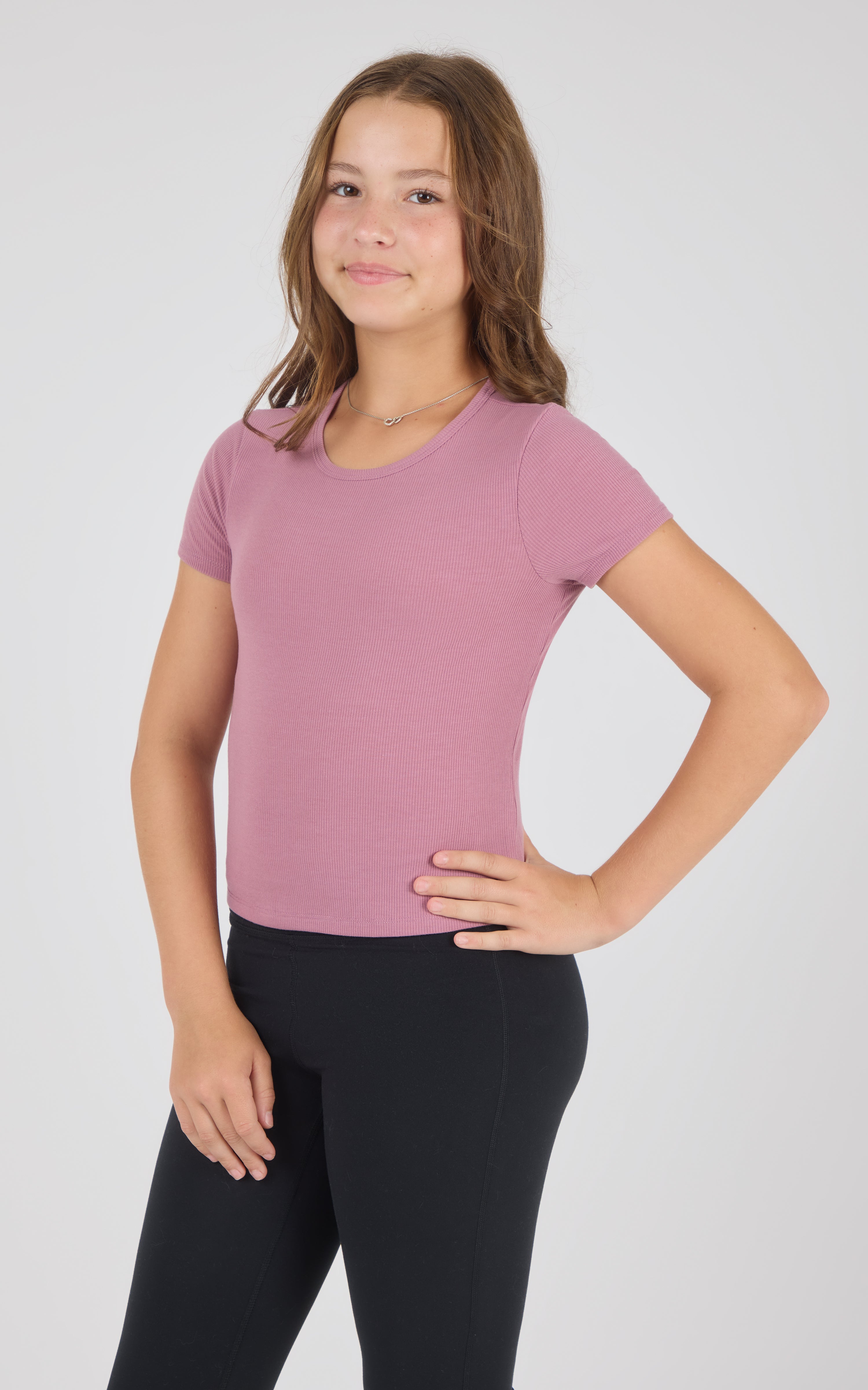 Girls Heavenly Rib Bloom Crew Short Sleeve Tee + Long Sleeve Top 3 Pack - 90 Degree by Reflex