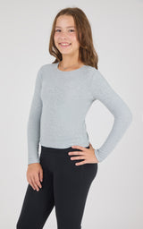Girls Heavenly Rib Bloom Crew Short Sleeve Tee + Long Sleeve Top 3 Pack - 90 Degree by Reflex