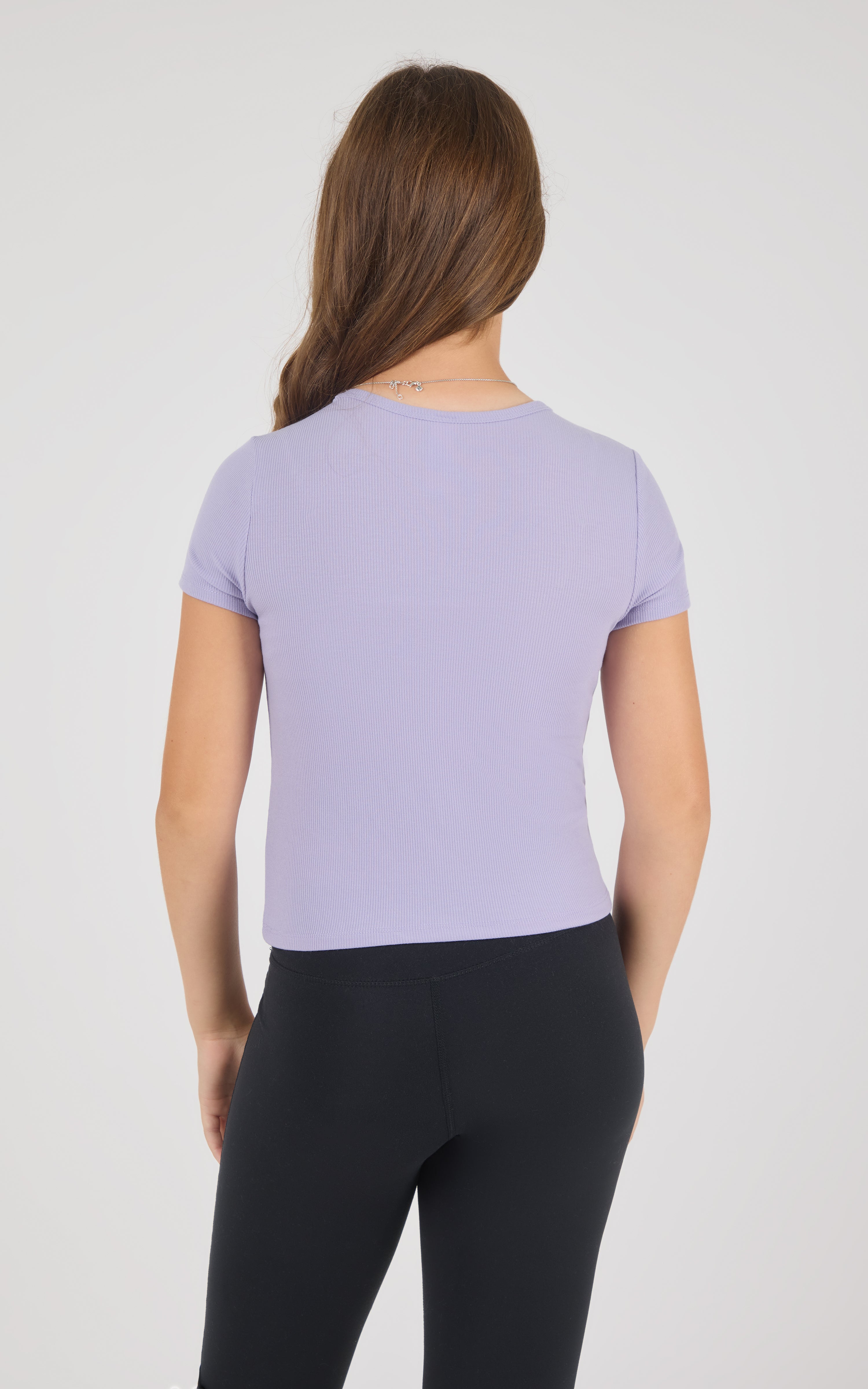 Girls Heavenly Rib Bloom Crew Short Sleeve Tee + Long Sleeve Top 3 Pack - 90 Degree by Reflex