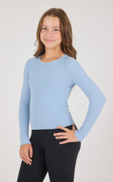 Girls Heavenly Rib Bloom Crew Short Sleeve Tee + Long Sleeve Top 3 Pack - 90 Degree by Reflex