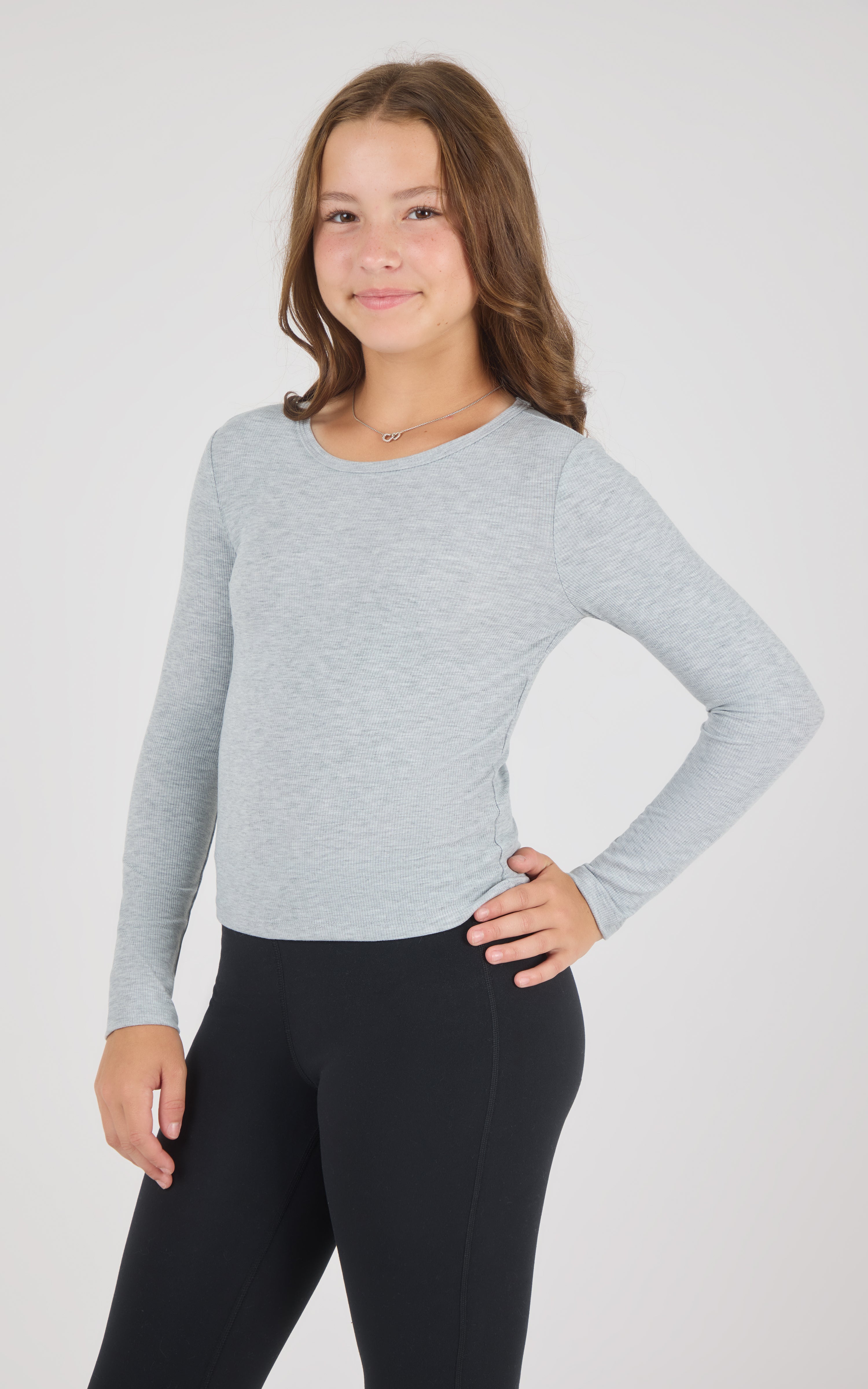 Girls Heavenly Rib Bloom Crew Short Sleeve Tee + Long Sleeve Top 3 Pack - 90 Degree by Reflex