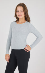 Girls Heavenly Rib Bloom Crew Short Sleeve Tee + Long Sleeve Top 3 Pack - 90 Degree by Reflex