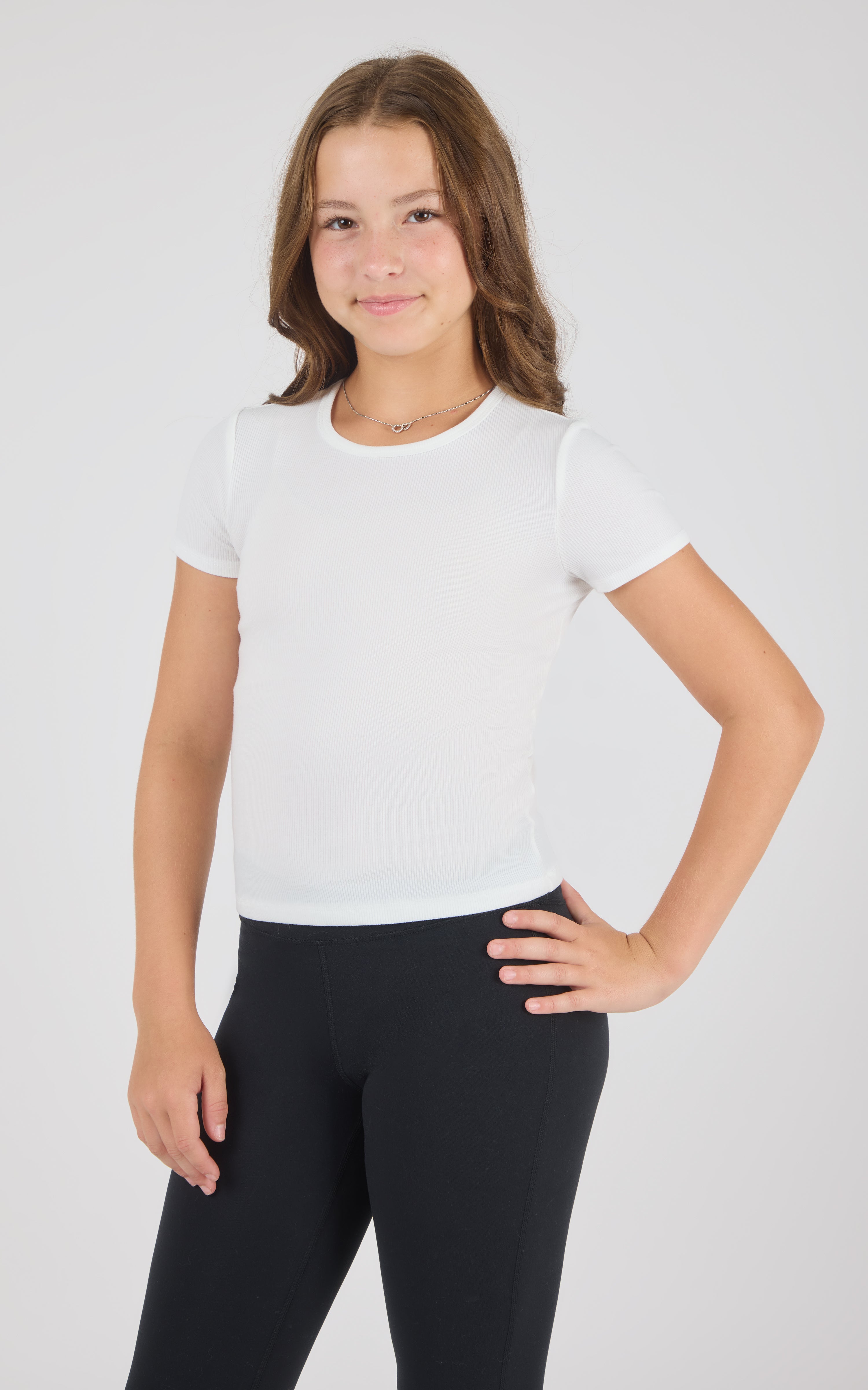 Girls Heavenly Rib Bloom Crew Short Sleeve Tee + Long Sleeve Top 3 Pack - 90 Degree by Reflex