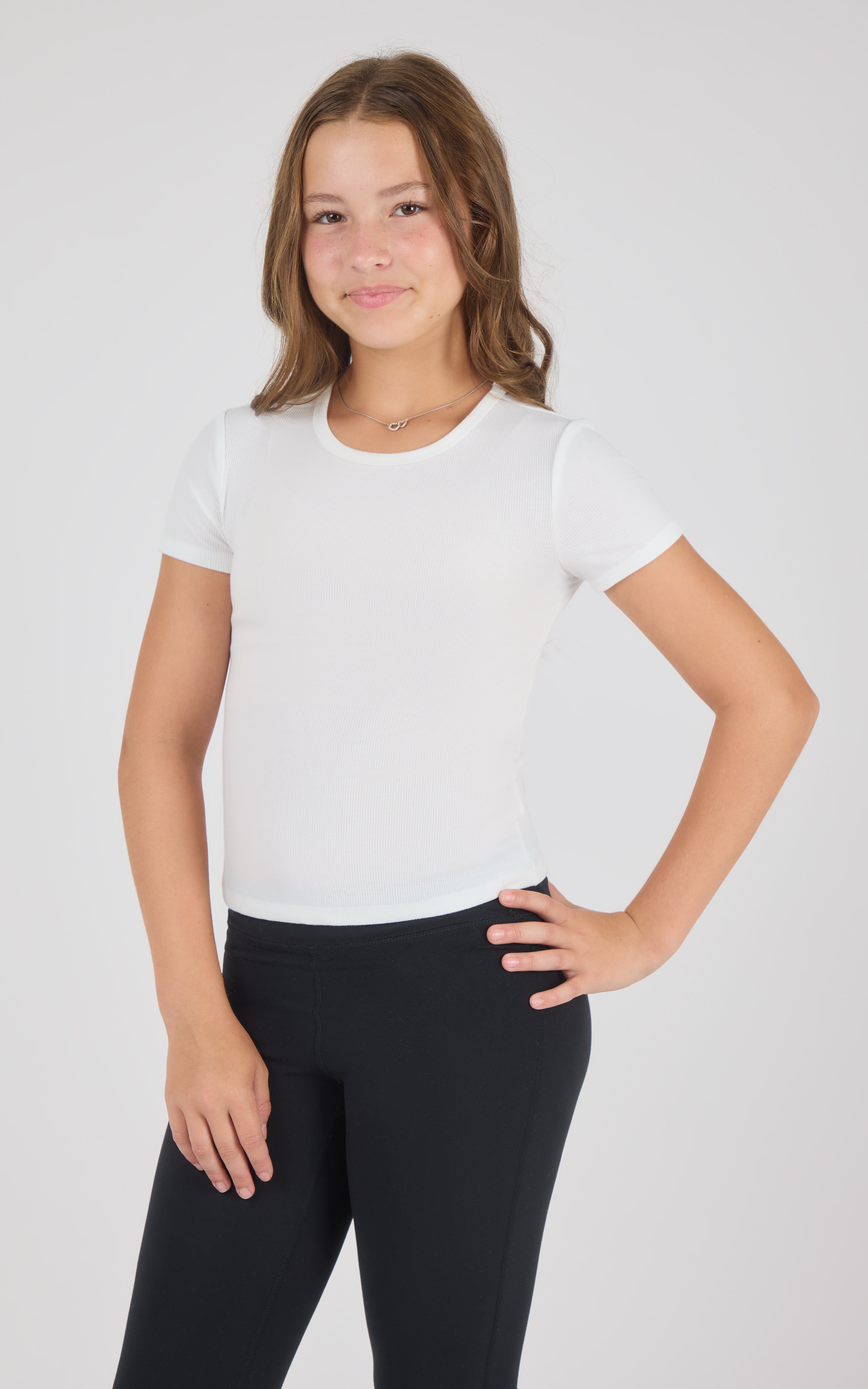 Girls Heavenly Rib Bloom Crew Short Sleeve Tee + Long Sleeve Top 3 Pack - 90 Degree by Reflex