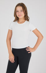 Girls Heavenly Rib Bloom Crew Short Sleeve Tee + Long Sleeve Top 3 Pack - 90 Degree by Reflex
