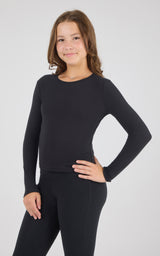 Girls Heavenly Rib Bloom Crew Short Sleeve Tee + Long Sleeve Top 3 Pack - 90 Degree by Reflex
