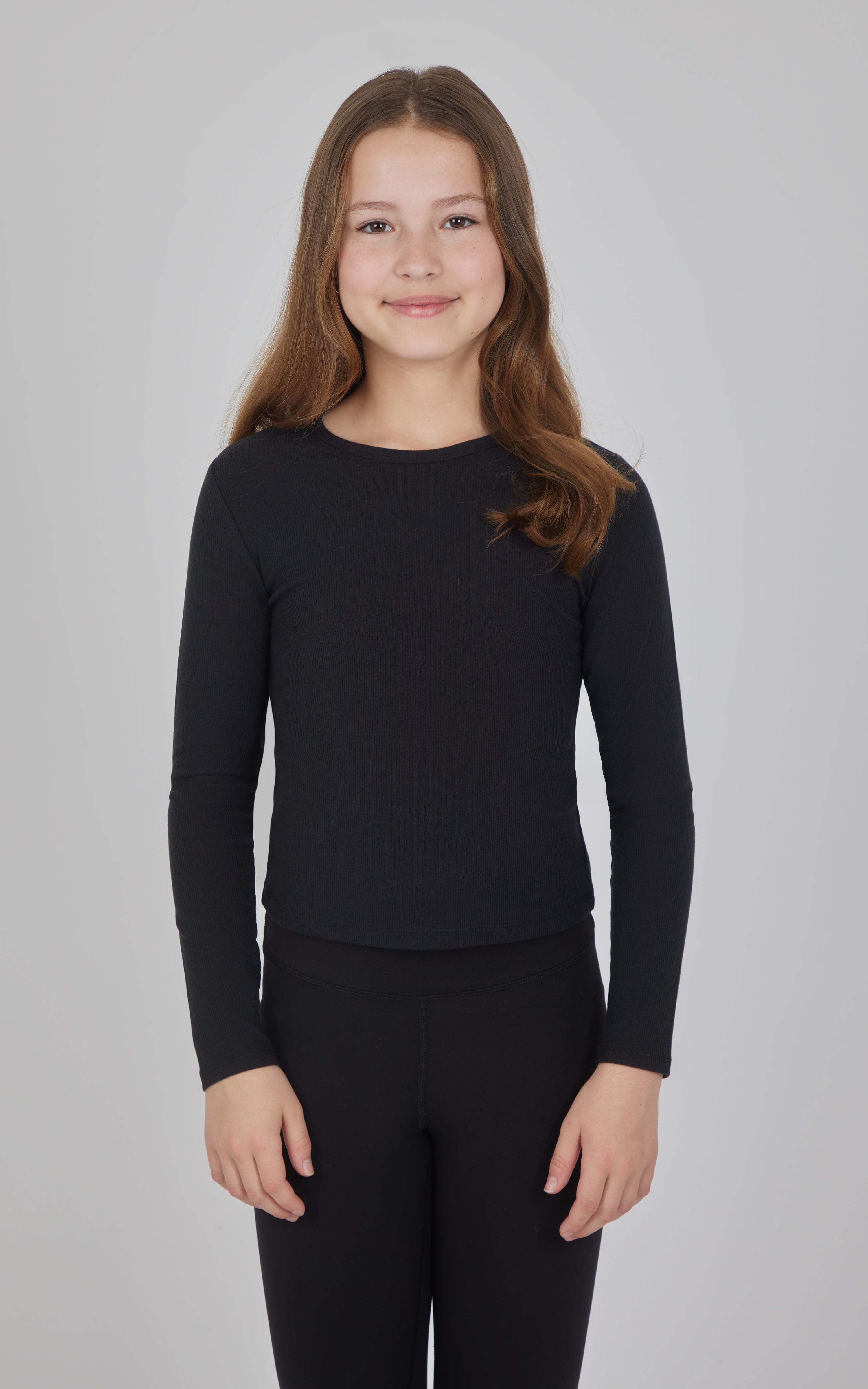 Girls 3 PK Ribbed Crew Neck Short Sleeve Shirt + Ribbed Crew Neck Long Sleeve Shirt - 90 Degree by Reflex
