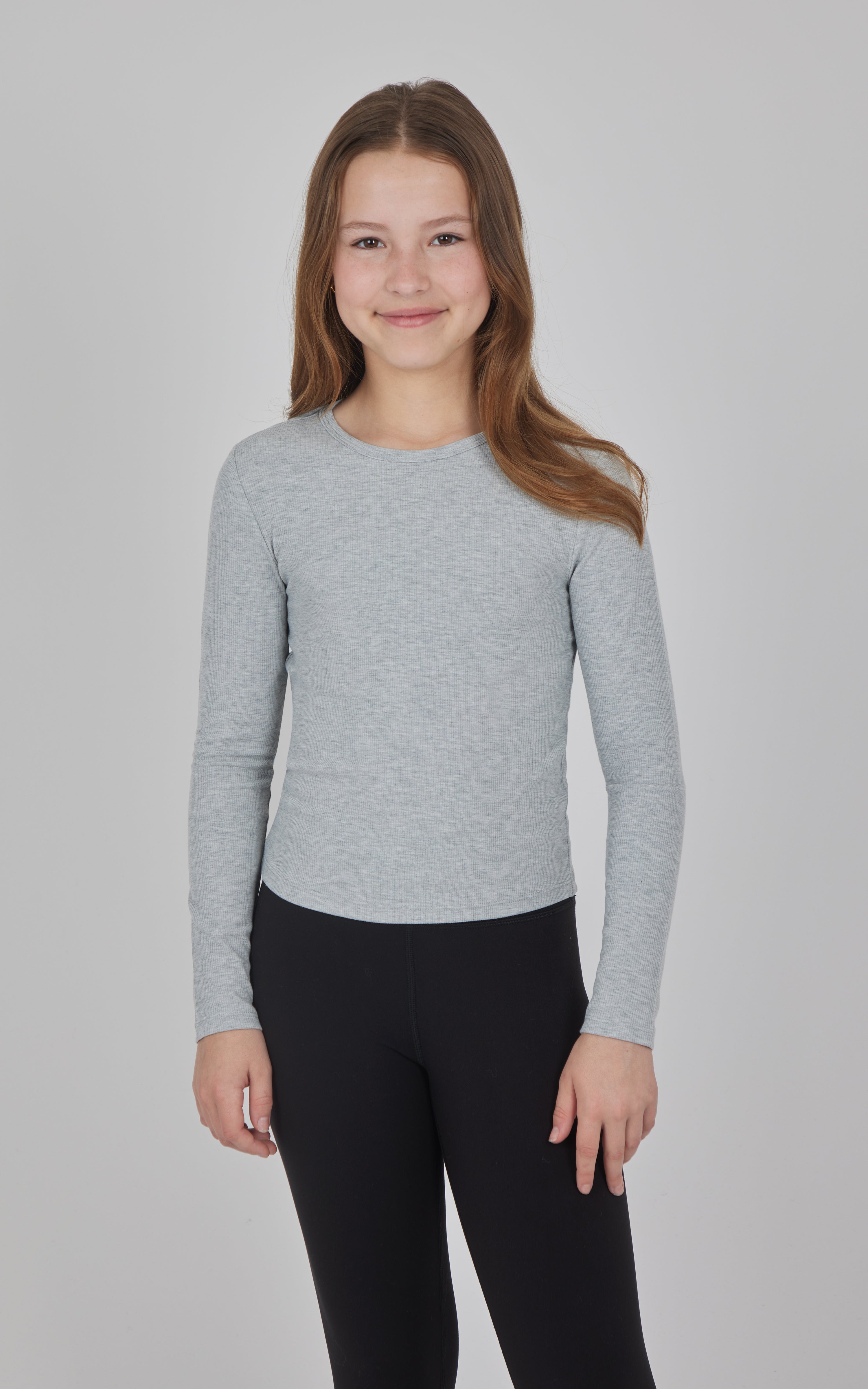 Girls 3 PK Ribbed Crew Neck Short Sleeve Shirt + Ribbed Crew Neck Long Sleeve Shirt