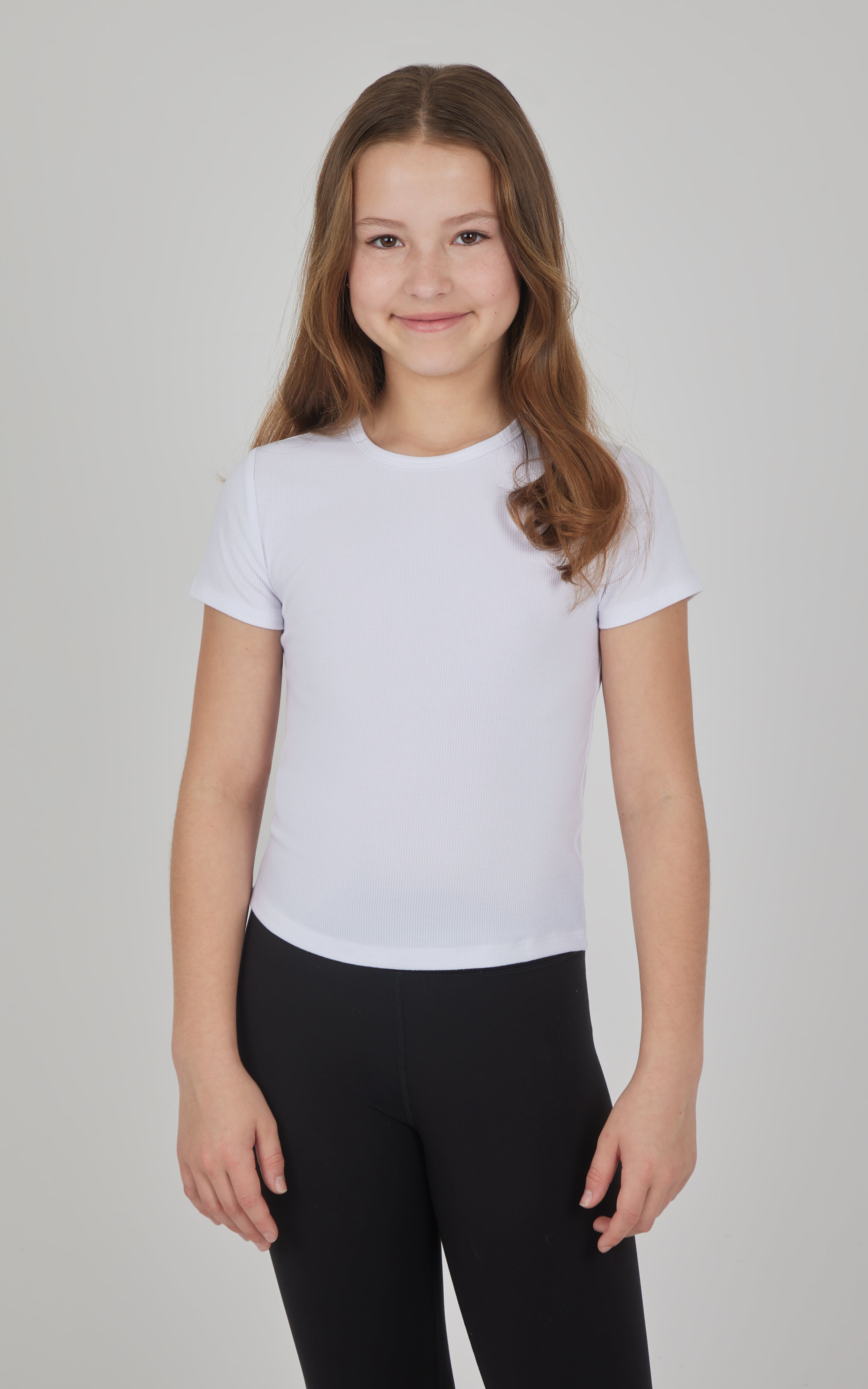 Girls 3 PK Ribbed Crew Neck Short Sleeve Shirt + Ribbed Crew Neck Long Sleeve Shirt