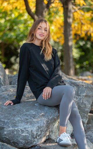 Terry Everyday Raglan Pullover Sweatshirt - 90 Degree by Reflex