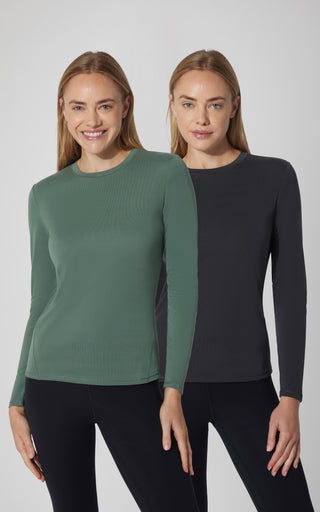 2 PK Baby Texture Ribbed Crew Neck Long Sleeve Top